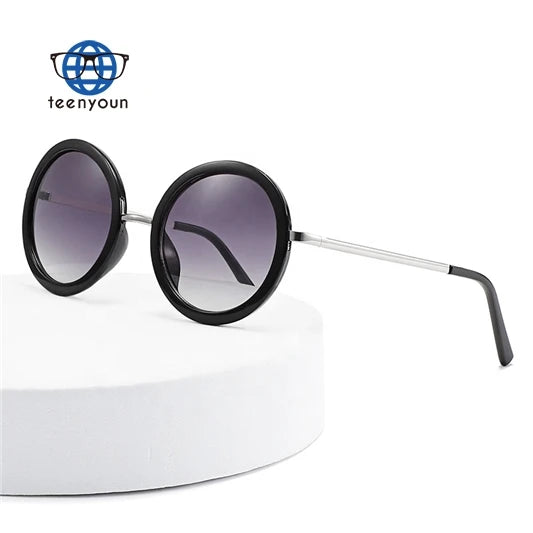 Teenyoun Trendy Glasses Women Men Retro Vintage Sunglasses 2023 New Fashion Punk Shades Eyewear Round Metal Frame Gradient