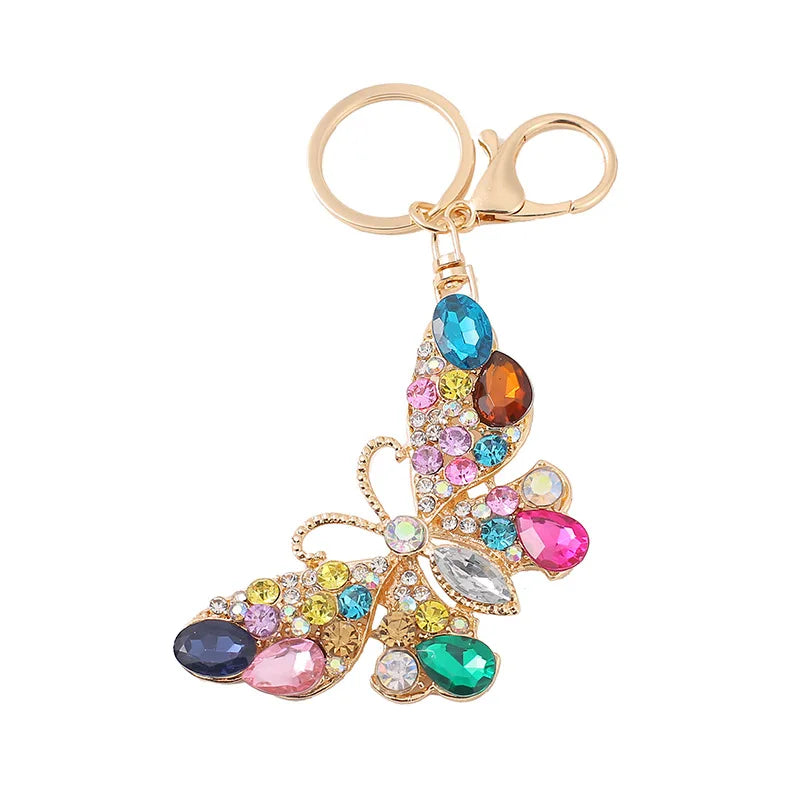 Factory Price Butterfly Keychain OEM Order Factory Diamond Customize Metal Key Ring Car Bag Phone Accessories Key Chain Gift