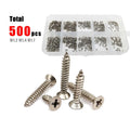 Total 500pcs M1.2 M1.4 M1.7 304 A2 Stainless Steel Mix Size Cross Phillips Flat Countersunk Head Self Tapping Wood Screw Set Kit