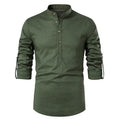 2023 Summer New Men's Linen Long-sleeved Shirt Men's Casual Cotton Linen Shirt