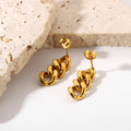Simple Stainless Steel Geometric Edge Pendant Earrings 18k Gold Plated Stud Earrings for Girls