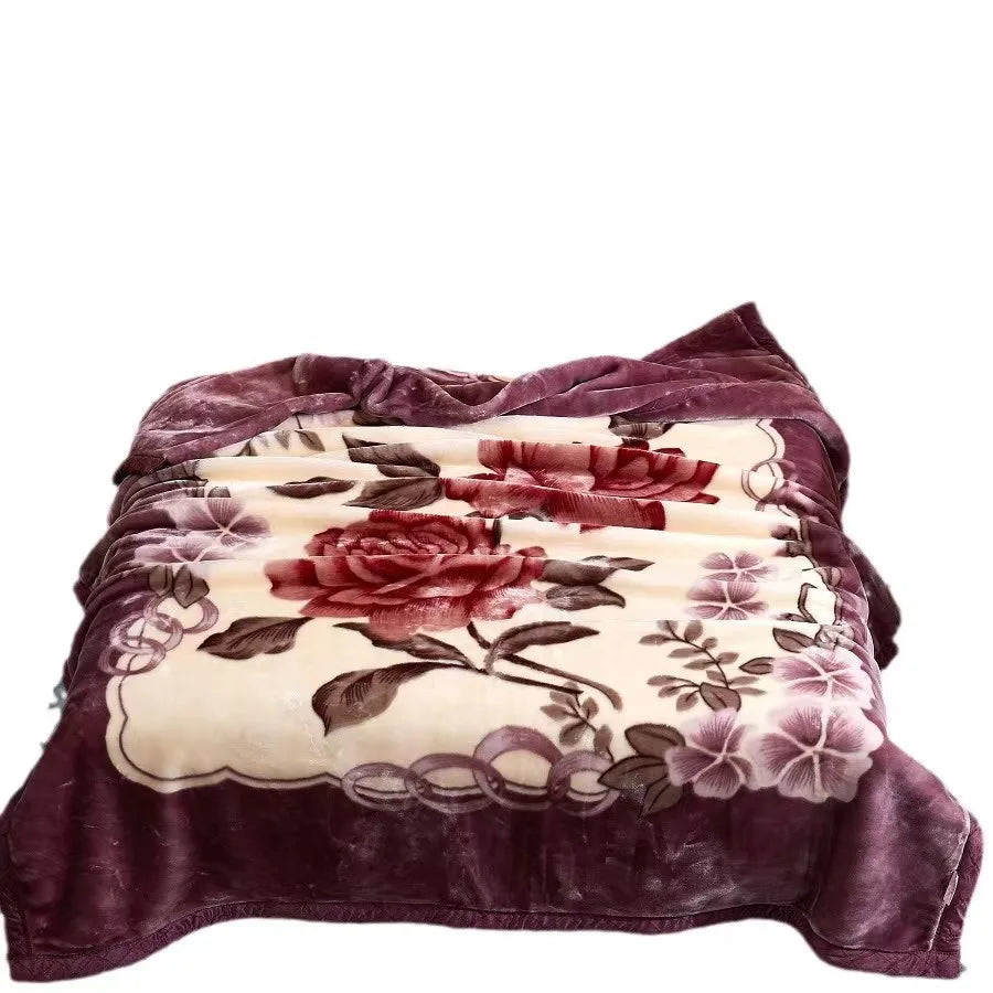 Bufu Custom Pattern 100% Polyester Blankets Mink Raschels Double Side Fleece Blanket Thicker Warm Blanket