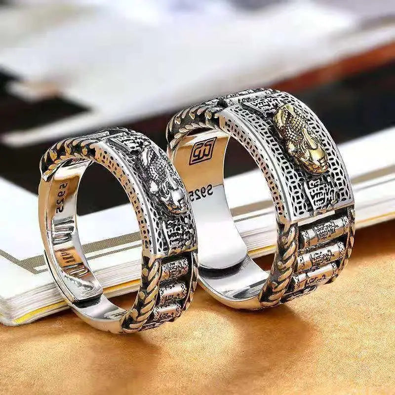 Pixiu Feng Shui Anillo Amulet Ring Men Retro  Bring Wealth Lucky Feng Shui Pixiu Wealth and Protection Ring