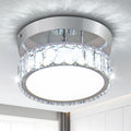 Modern Chrome Cool White Mini Round LED Crystal Ceiling Lamp Surface Mounted Ceiling Chandelier for Corridor