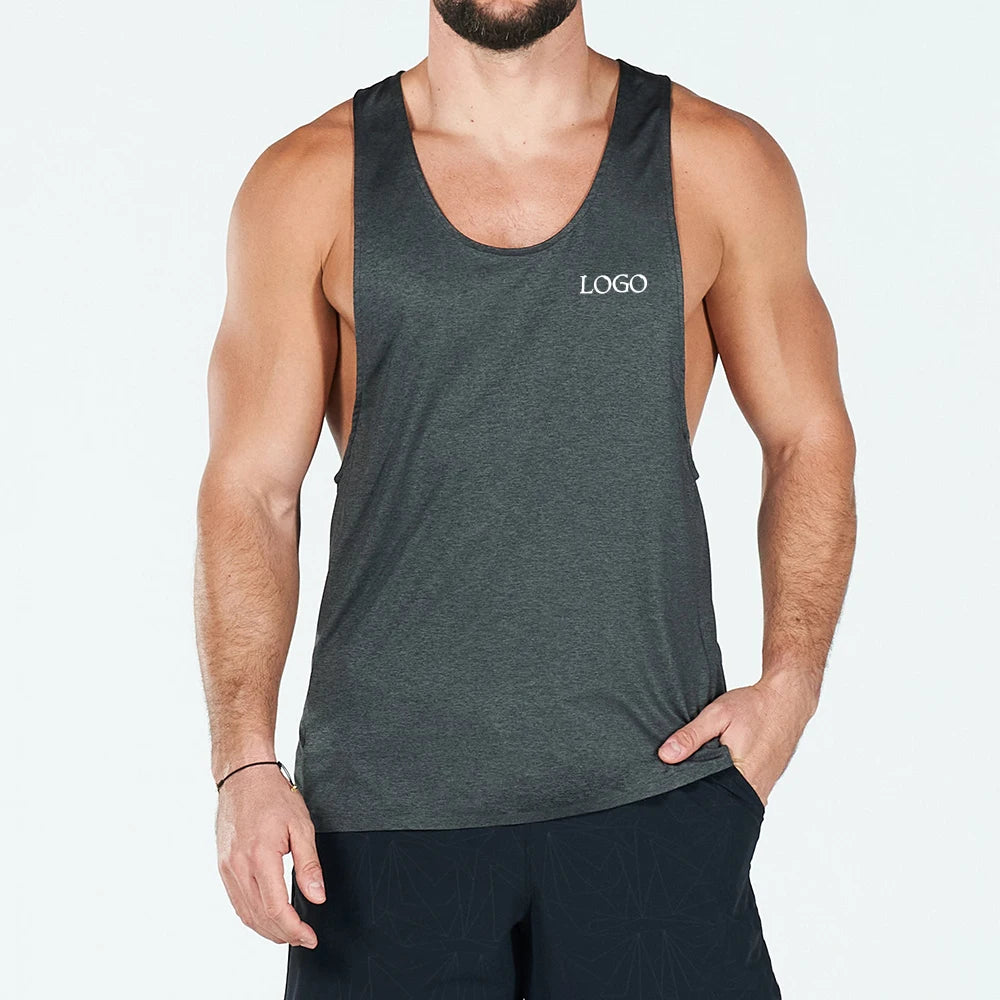 Custom Plus Size Gym Tank Top for Men Oversized Running Undershirt Button Casual Bodybuilding Singlet Stringer Tops Printed