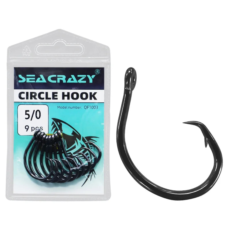 3X Strong 2#~12/0 Black Demon Perfect Circle Hooks Saltwater In-Line Fishing Hooks Catfish Hook