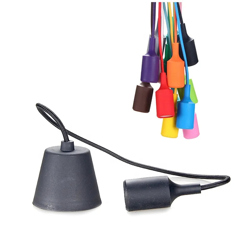 E27 Bulb Holder Connector Silicone Rubber Mount Ceiling Lamp Cable Colorful Modern Lighting DIY Accessories Hanging Light Base