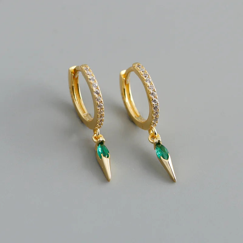 Fashion Hoop Earrings 925 Silver Jewelry Marquise Shaped Diamond Set Earrings Jewelry Women