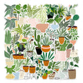 44Pcs Plant Pots Fresh Green Decorative Stickers for Car Wall Book Vinyl Cartoon DIY Sticker