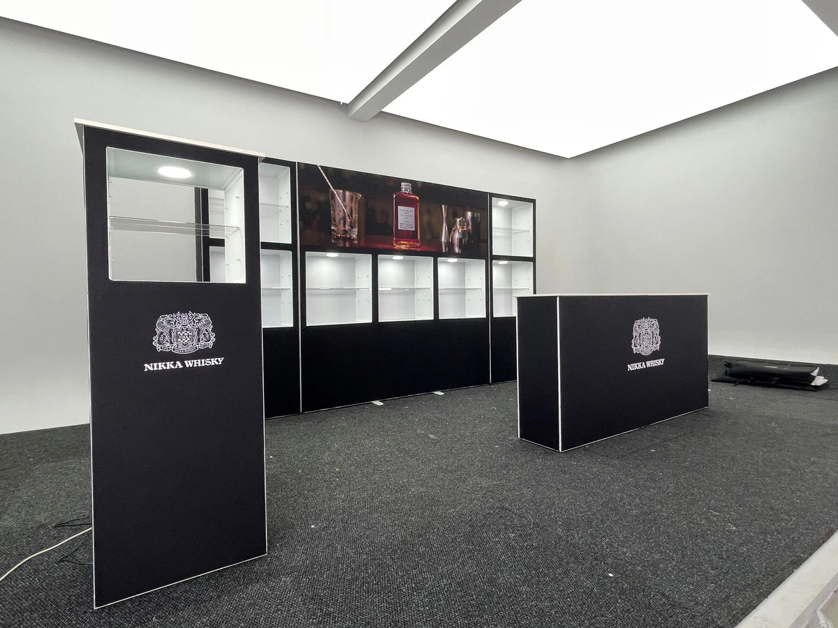 Portable Modular Folding SEG Pop up Display Stand with Counter and Tower and showcase MegaBDM