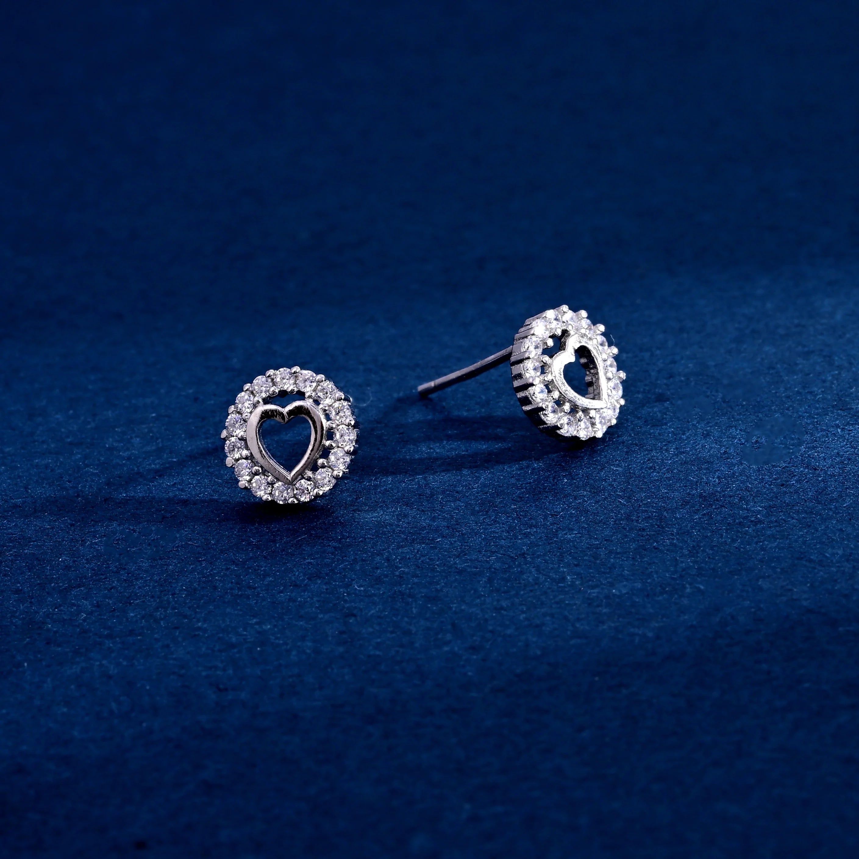 Wholesale Earrings Jewelry Rhodium Plated Cubic Zirconia Love Heart Stud Earring 925 Sterling Silver Fine Jewelry Earrings