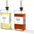 Transparent Glass Olive Oil Dispenser Set with Label for Kitchen Supplies Cooking Tools Soy Sauce Dispenser Coffee Syrup Bottles