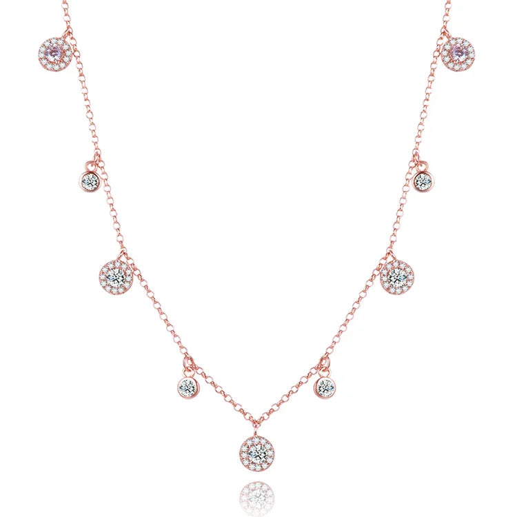 925 Sterling Silver Trendy Necklace for Women Shining Diamond Rose Gold Zircon for Wedding Any Newest Popular Fancy Jewelry