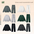 Custom Crew Neck Long Sleeve Two Piece Sui Oversize Plain Pullover Sweatshirt Sweatpants Jogger Sets