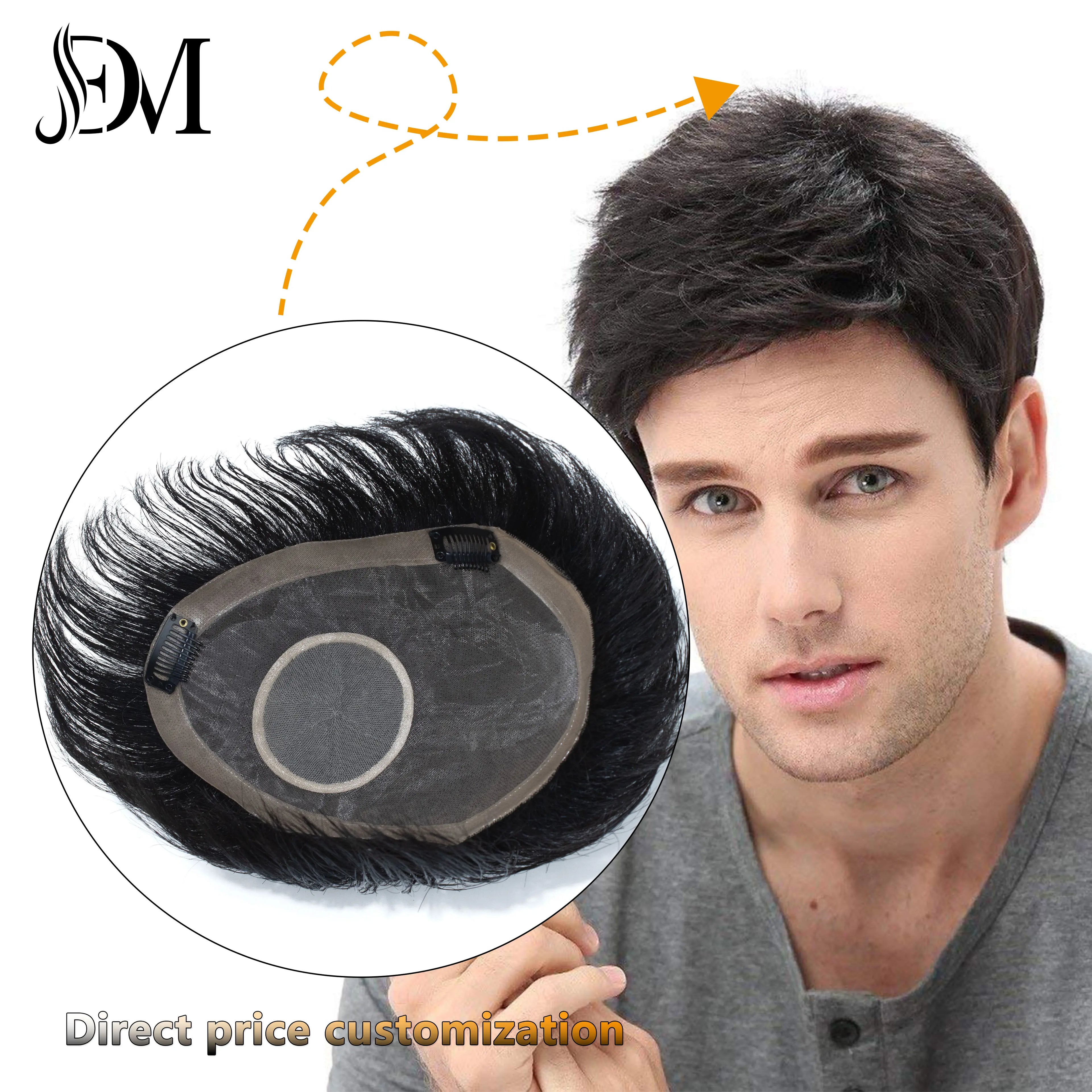 Dailmei New Stock Arrival Invisible Hairline Full Hand Made Real Human Hair Ultra Thin and Breathable Silk Base Toupee for Men