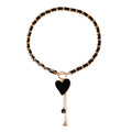 New Design Woman Heart Shape Necklace Alloy and Velvet Black Collarbone Necklace