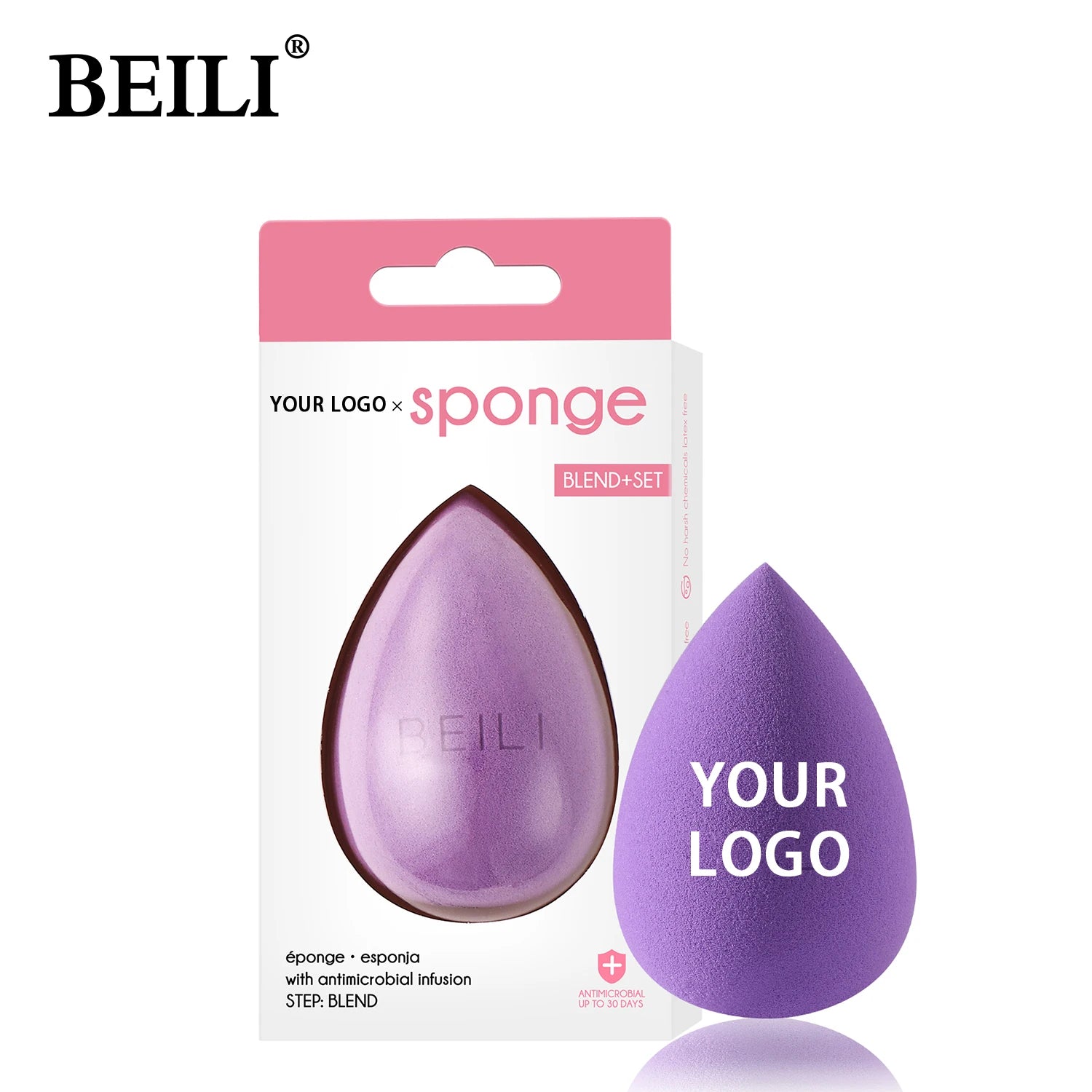 BEILI Custom Makeup Bulk Wholesale Makeup Blender Sponge Set for Liquid Foundation Powder Application Latex Free Makeup Sponge