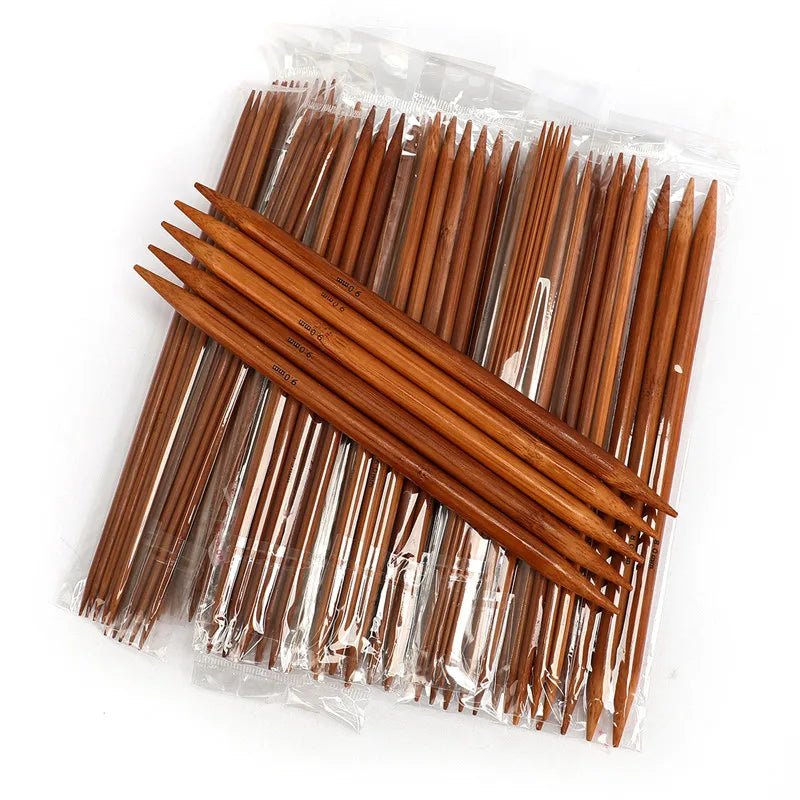 75pcs 20cm Double Pointed Carbonized Bamboo Knitting Needles 15 Sizes 2.0-10mm Crochet Needles Set for Knit Yarn Weave Craft