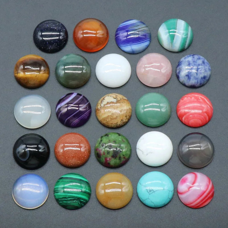 6/8/10/12/14/16/18/20 mm Cabochon Stone Beads Flatback Natural Round Assorted Colors Loose Beads Handmade DIY for Jewelry Makin