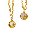Women's Trendy 18K Gold Plated Stainless Steel Necklace Fashion Pendant Moon Sun Seashell Waterproof Snake Chain Heart Shape