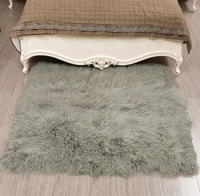 Wholesale Genuine Mongolian Tibetan Sheepskin Fur Rug High Pile Extra Thick Modern Patchwork Soft Comfortable Blanket