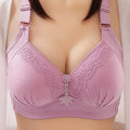 Women Plus Size Wireless Bra Floral Lace Shinny Rhinestone Underwear Thin Breathable Full Coverage Lady Push up Bras
