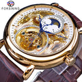 FORSINING GMT1125 2022 Fashion Watches Brown Leather Moonphase Design Fashion Mens Forsining Automatic Mechanical Watch Men