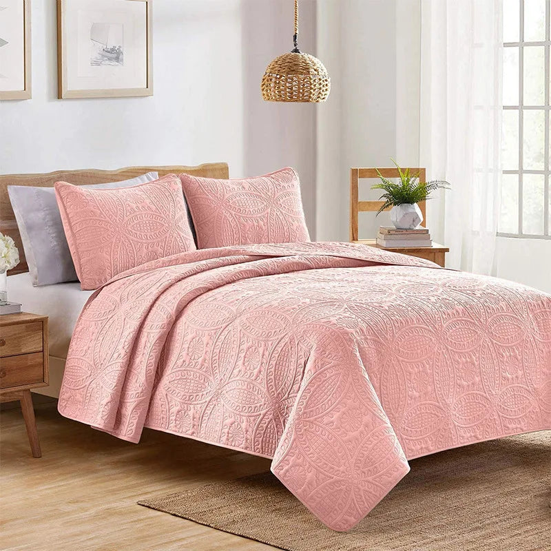 Summer Lightweight Microfiber Comforter Quilted Polyester Bedding Set