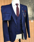 Real Dark Blue Stock Men Suits Blazers Groom Business Groomsmen Wedding/Prom/Dinner 3 Pieces ( Jacket +Vest +Pants)  S761