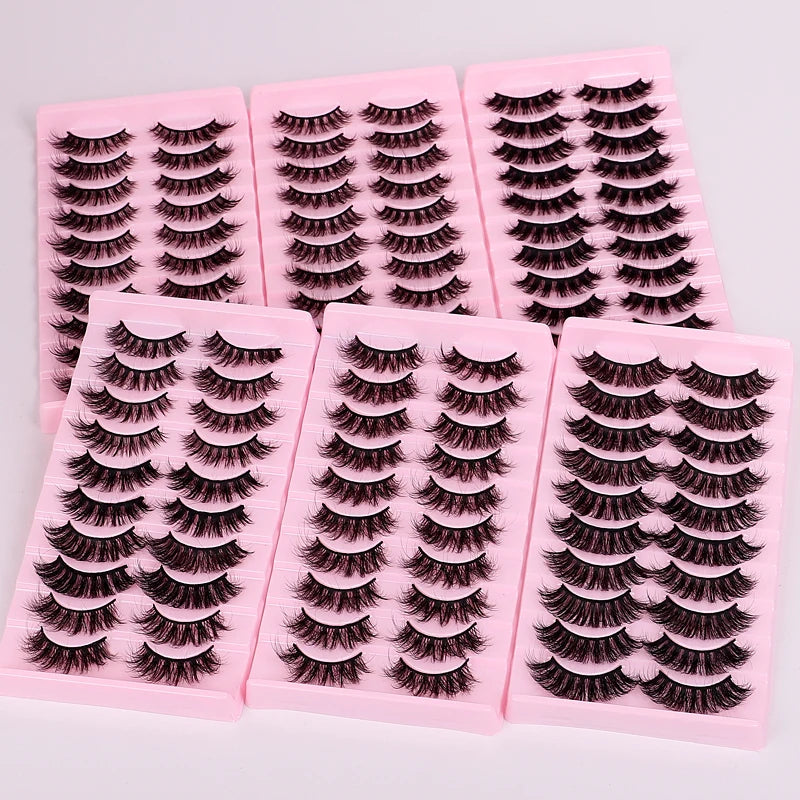 Wholesale False Eyepestanaes 10 Pairs Full Strip Mink Lashes 100% Handmade Custom Packaging Natural 3d Lashes Pestanas