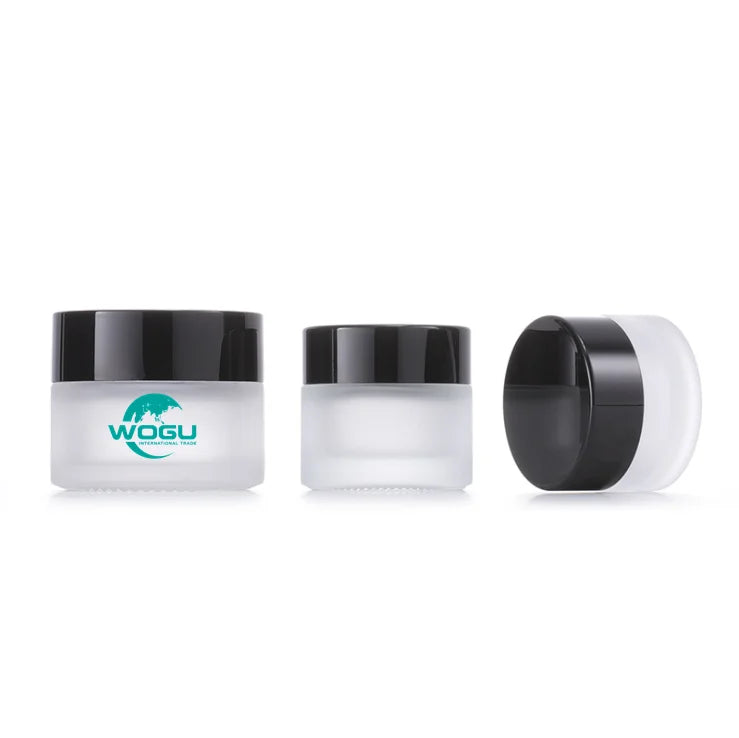 Hot Sale 30g 30ml 1oz Frosted Empty Glass Cream Jar Face Care Cosmetic Packaging with Wood Grain/bamboo/plastic Lid