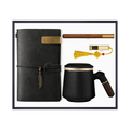 4-in-1 A6 Notebook Set with Wood Pen USB Flash Drive Infuser Tea Mug-Office Gift for Graduation Season