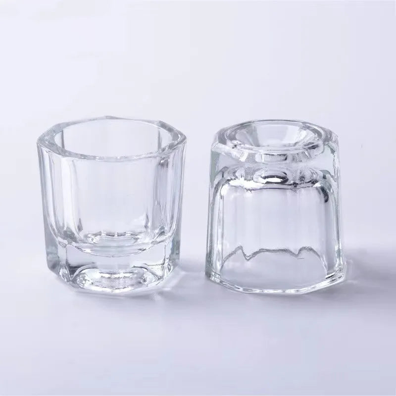 Crystal Nail Glass Cup Color Tattoo Ink Cup Holder Glass Dish Mixing Cup for Eyebrow Eyelash Tint Dye