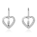 Simple 925 sterling silver women sweet diamond heart shape hoop earrings