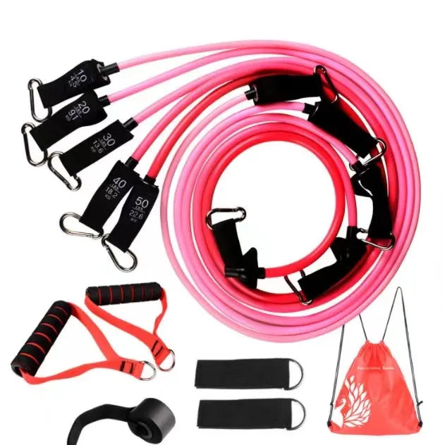 11-Piece TPE Workout Band Set for Women 100lbs & 150lbs Resistance Bands with Handles Exercise Bands in Strip Type