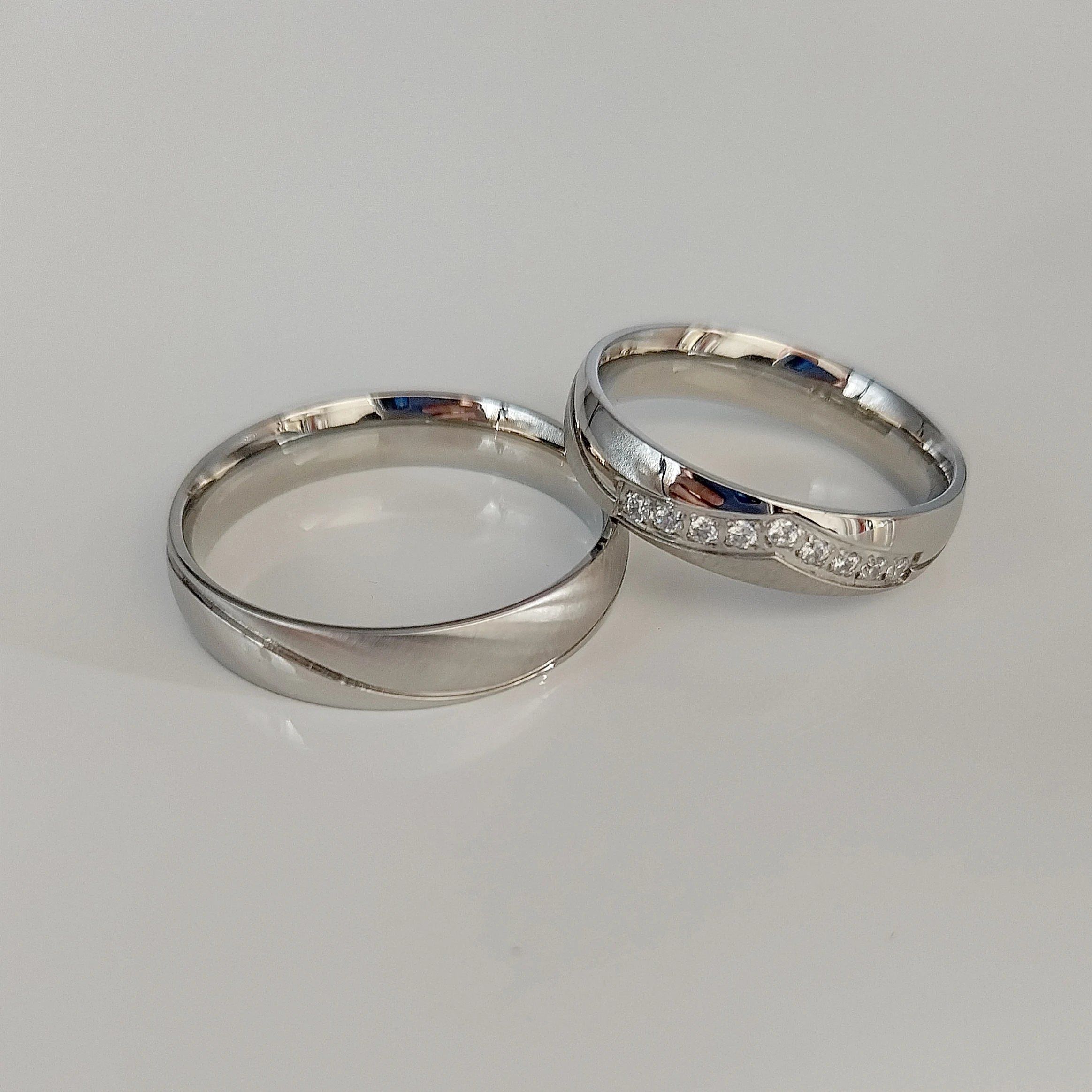 Luxury Waterproof Silver Stainless Steel Jewelry Wedding Rings Couple Sets Anel Bague Anillos Eheringe Snubni Prsten