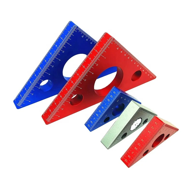 Maxtool DIY Woodworking Triangular Ruler Tool Right Angle Aluminum Alloy OEM Customizable Red/Blue/Silver 0.05mm Accuracy Packed