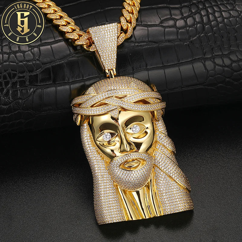 Drop Shipping Iced Out Hip Hop Jewelry Big Size Brass Jesus Pendant High Quality Zircon Diamond Jesus Pendant for Men
