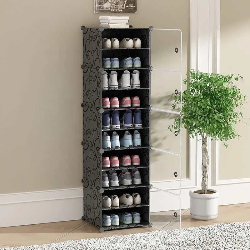 10-Tier Modern Simple Nordic Ultra-Thin Light Luxury Shoe Rack Cabinet for Living Room Entry Extendable Home Furniture Hotel Gym
