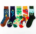New Arrival Fall Winter Fashion Artistic Abstract Pattern Colorful High Stockings Digital Printed Socks for Couples Logo Bottom