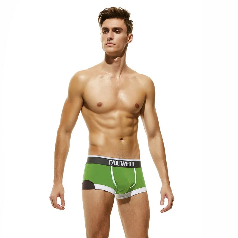 Wholesale Men's Cotton Underwear Breathable Solid Color Basic Underpants Striped Pattern Cotton Men's Clothing Boxers Briefs