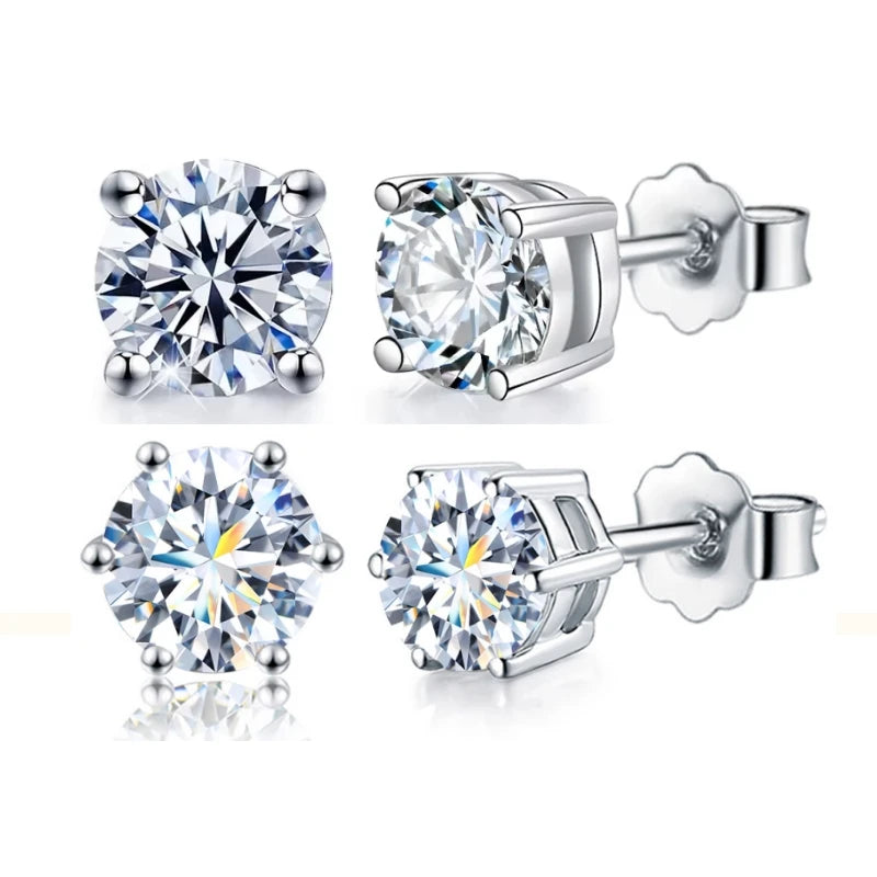 GRA 0.5ct 1ct  Sparkling Diamond Gemstone Moissanite Stud Earring Round Halo 925 Silver 18k Rose Gold Women Wedding Jewelry