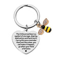 Cute Animal Keychains Custom Words Heart Charm Keychain Stainless Steel Bee Keychains for Bags Key