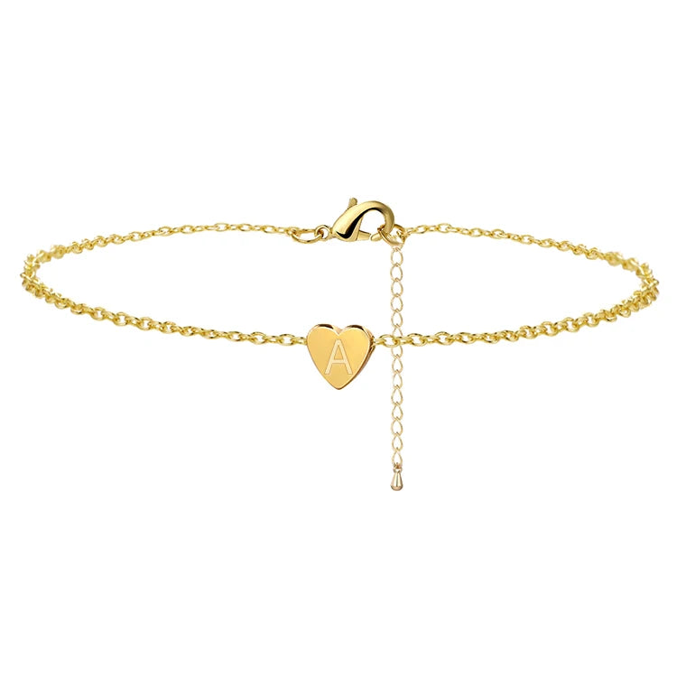 Wholesale Gold 26 Initial Bracelet Ankle Letter Charm Bracelet for Women MegaBDM