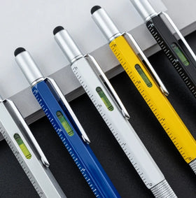 Multi-tool Pen Six-in-one Level Grading Scale Touch Screen Pen One-line Cross Double-head Screwdriver Ballpoint Pen