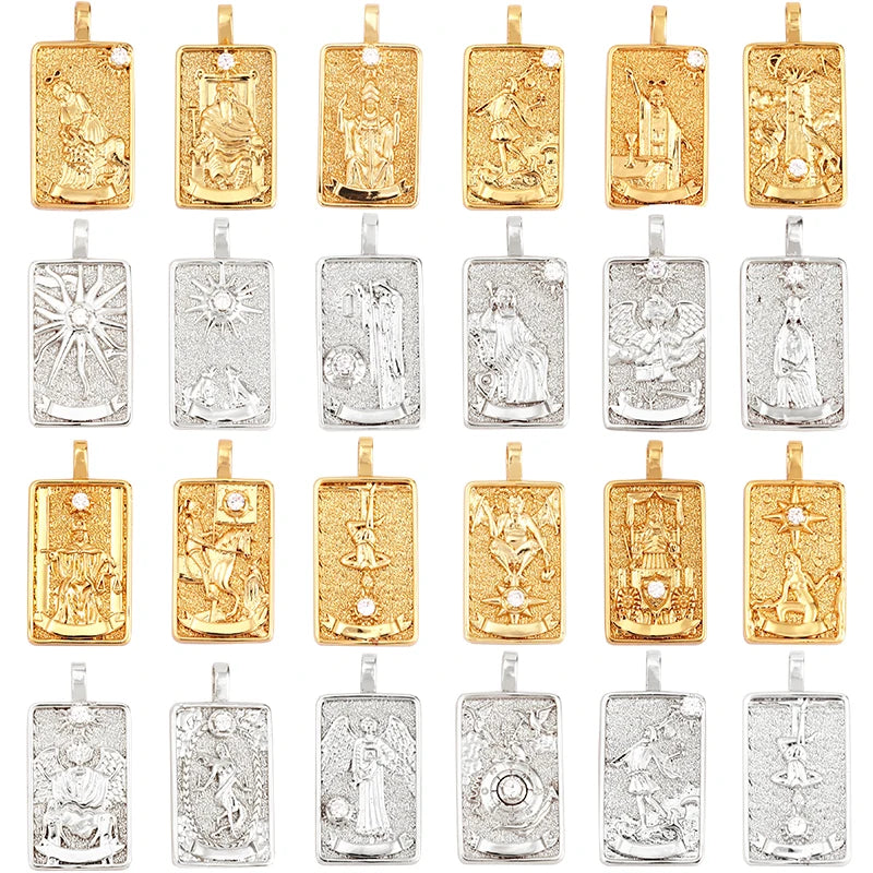 Tarot Cards Charm Pendant 2021 New 18K Real Gold Plated DIY Jewelry Accessories for Bracelets Necklaces Making M06