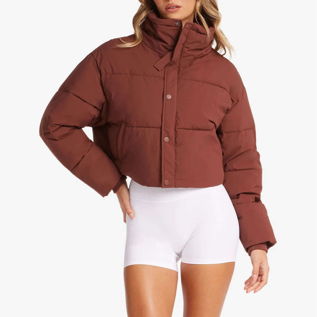 Customized 2024 Women's Winter Warm Cropped Down Jacket Zippered Quilted Down Jacket Puffer