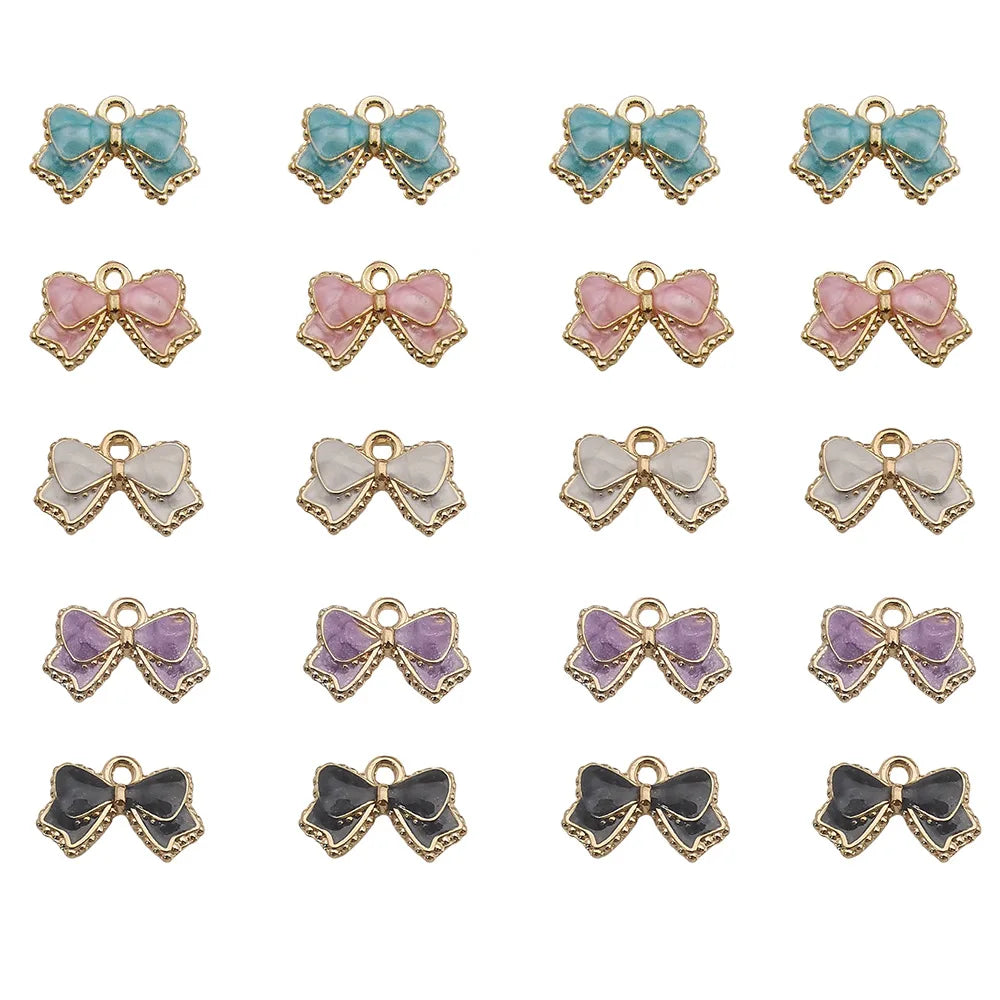 Drop Oil Alloy Simulation Bow Enameled Charms Diy Pendant for Bracelet Necklace Jewelry Making