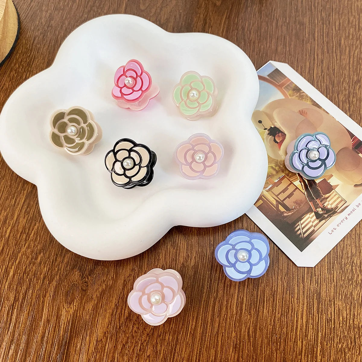 Sayoung Mini Light Luxury Acetate Hair Clip Camellia Flower Small Scratch Clip Premium Feeling Braided Hair Scratch Headpiece
