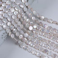 10-11mm Coin Shape Natural White Freshwater Loose Wholesale Flat Bead Strand Pearl Grade a